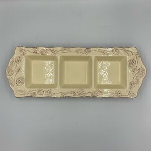 October Hill Beige 3 Section Divided Relish Hors d’oeuvre Dish